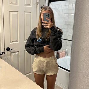 tan pajama shorts
